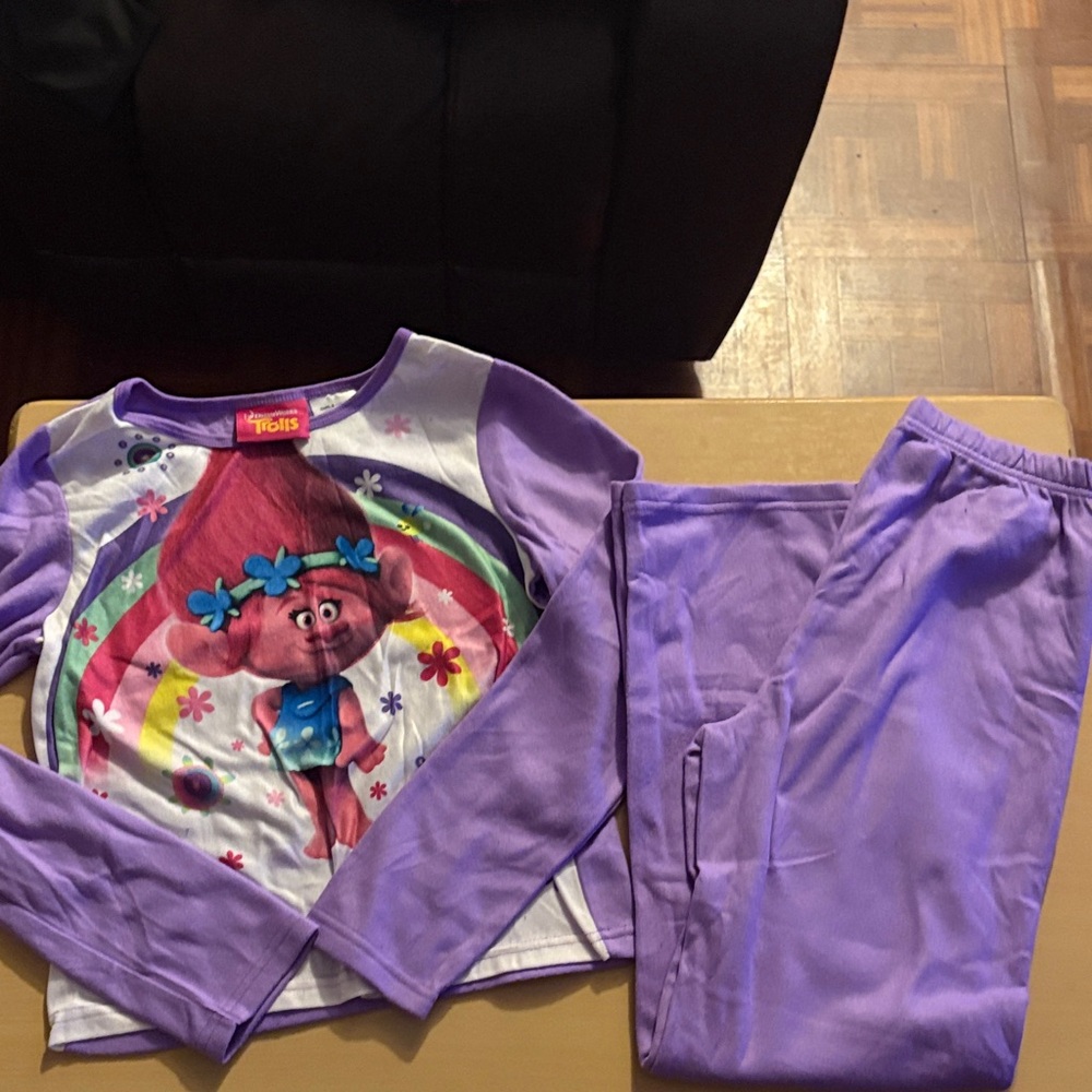 Trolls Kids Pajama Set - Purple and White